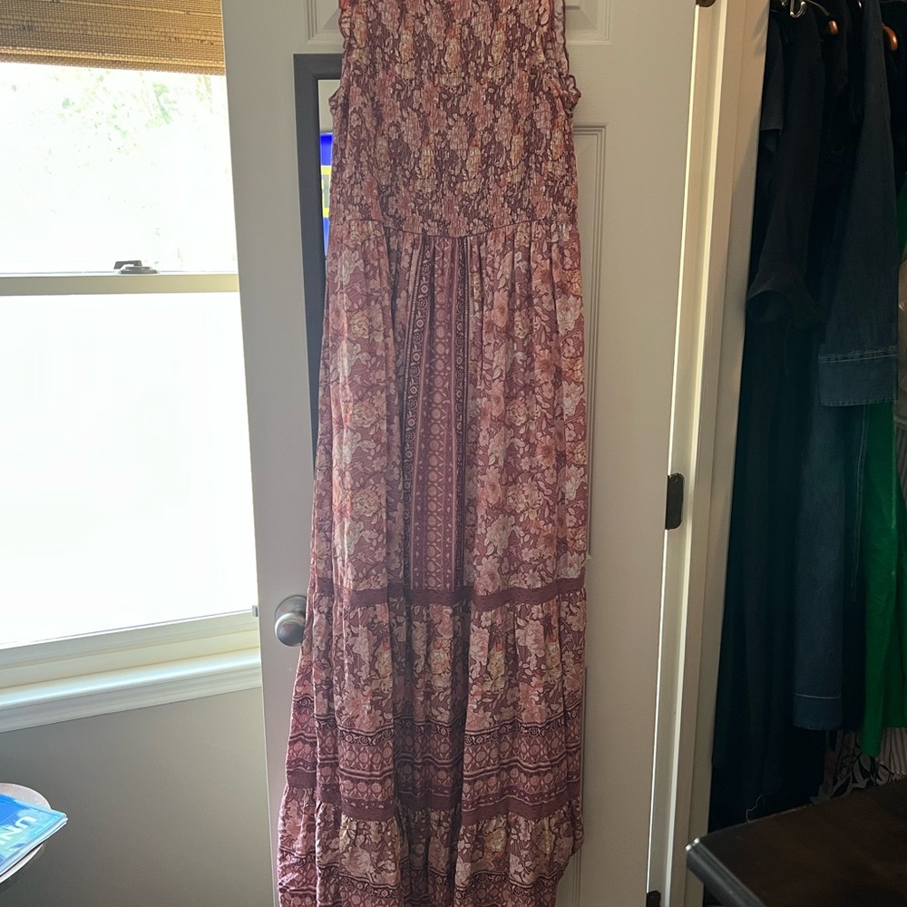 Pink Smocked Tiered Halter Maxi Dress